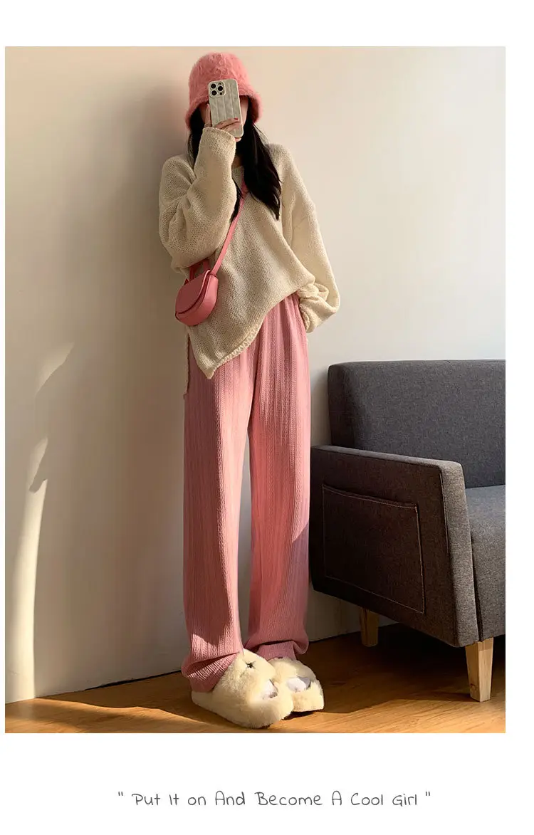 Women's Chiffon Wide Leg Pants Winter Casual Wheat — feature 14