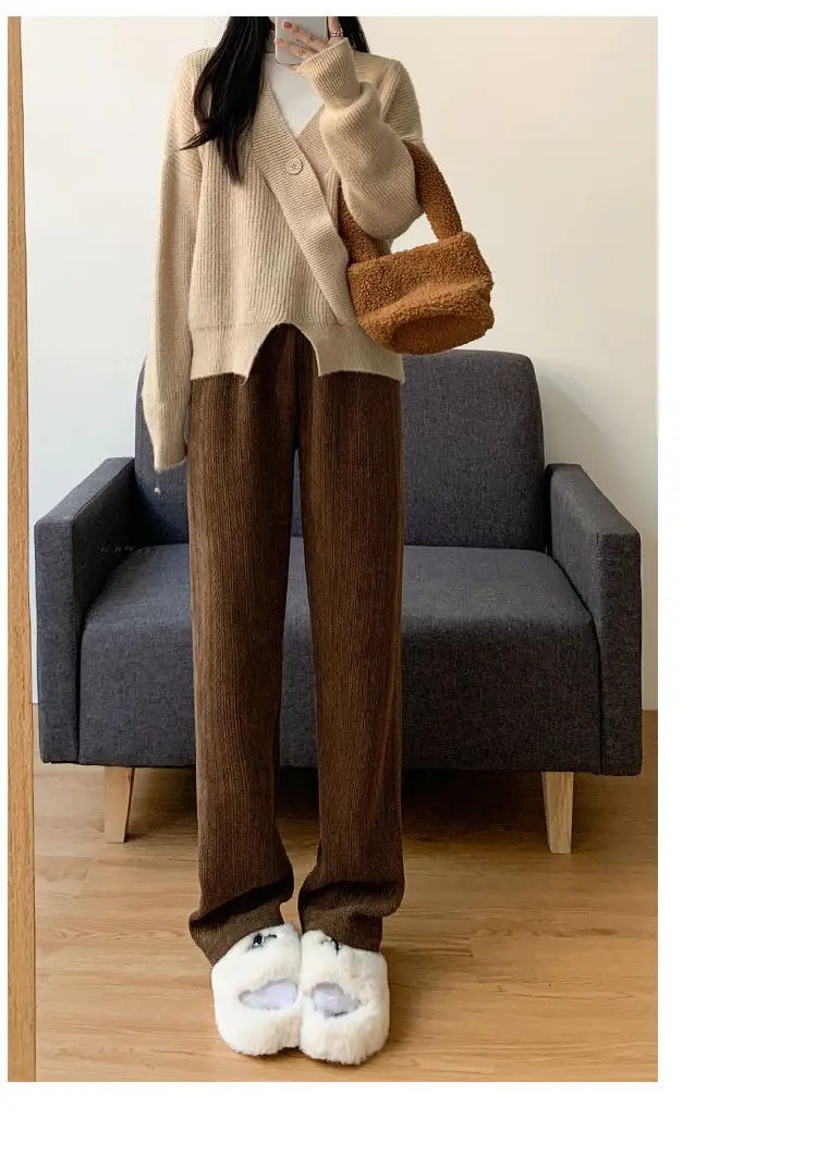 Women's Chiffon Wide Leg Pants Winter Casual Wheat — feature 23