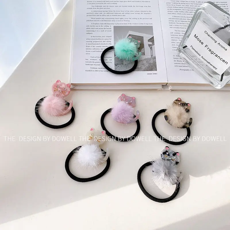 Cute Cat Acetate Hair Clips for Girls Plush Winter Accessories - Image 14
