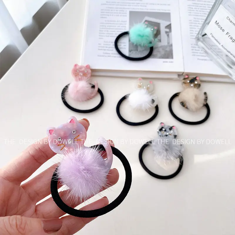 Cute Cat Acetate Hair Clips for Girls Plush Winter Accessories - Image 16