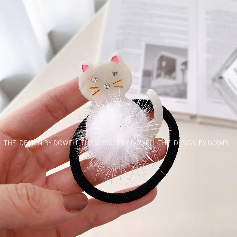 Cute Cat Acetate Hair Clips for Girls Plush Winter Accessories - Image 11