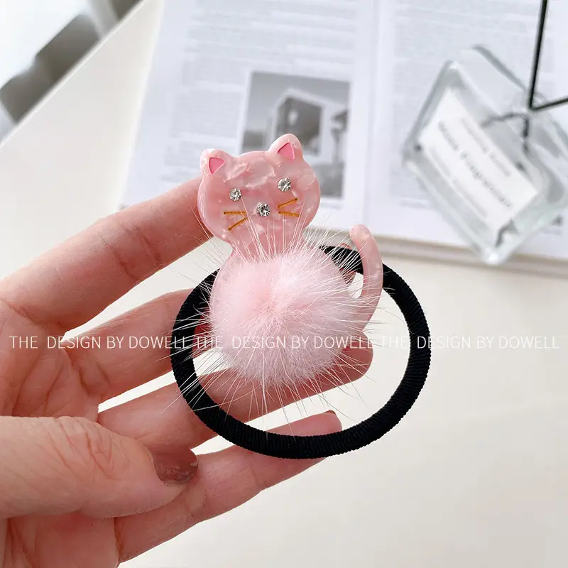 Cute Cat Acetate Hair Clips for Girls Plush Winter Accessories - Image 3