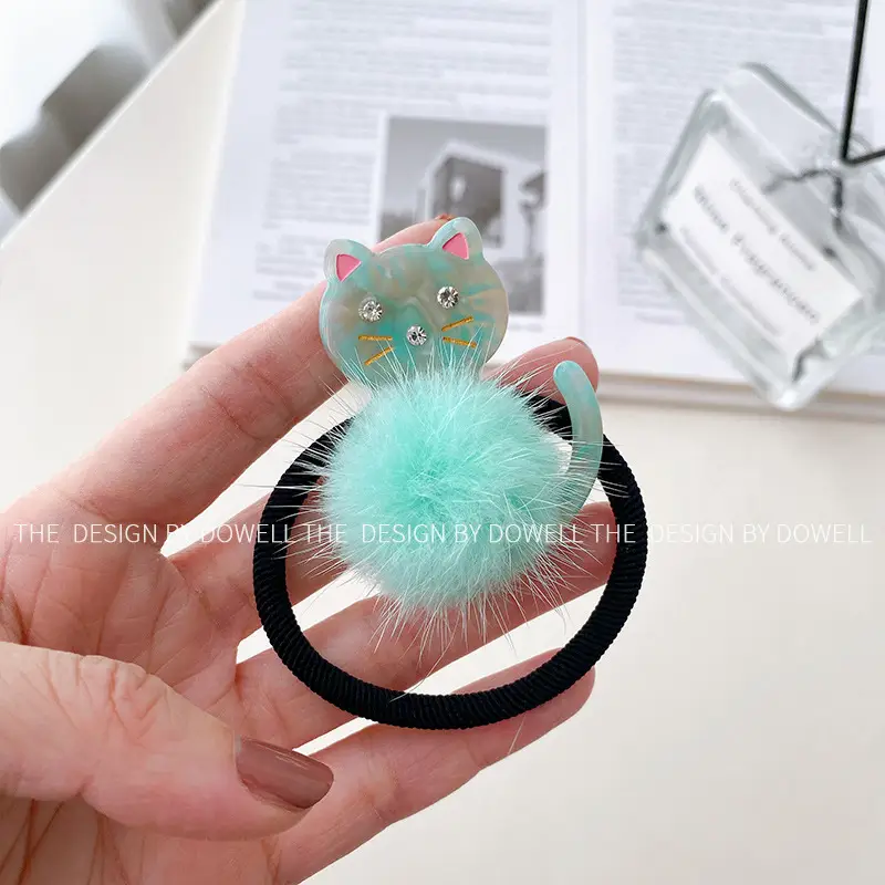 Cute Cat Acetate Hair Clips for Girls Plush Winter Accessories - Image 5