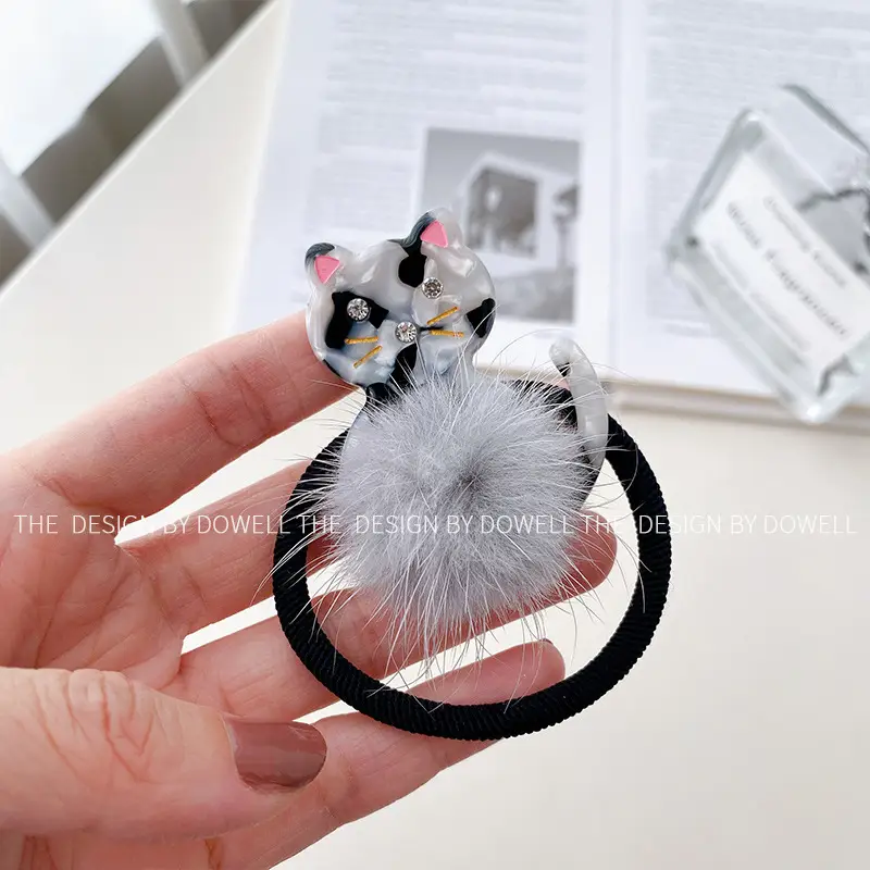 Cute Cat Acetate Hair Clips for Girls Plush Winter Accessories - Image 7