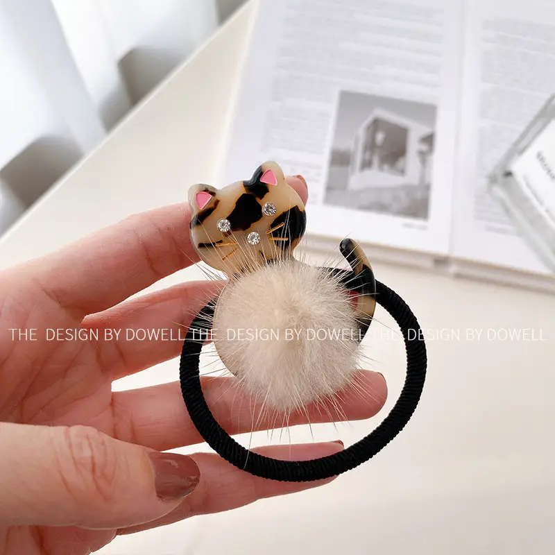 Cute Cat Acetate Hair Clips for Girls Plush Winter Accessories - Image 9