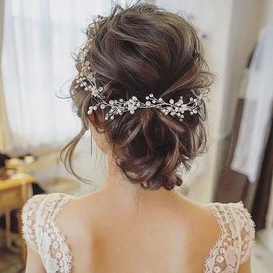 European & American Cross-Country Bridal Hair Accessories Pearl Crystal Handwoven Band — feature 6