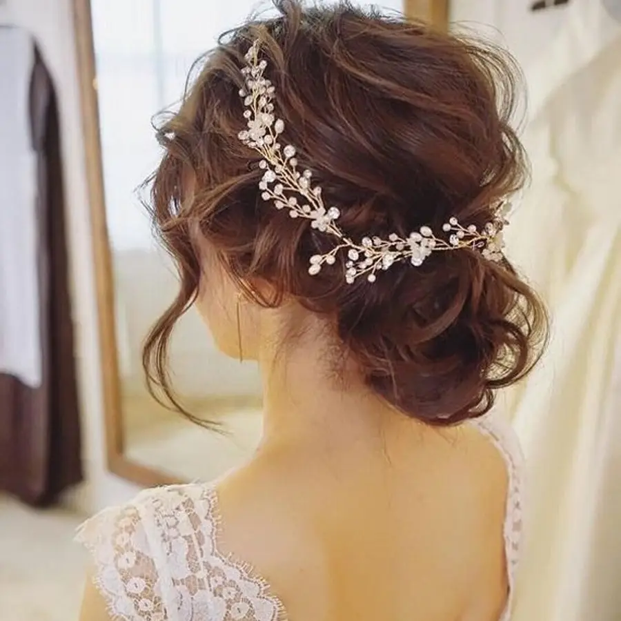 European & American Cross-Country Bridal Hair Accessories Pearl Crystal Handwoven Band — feature 5