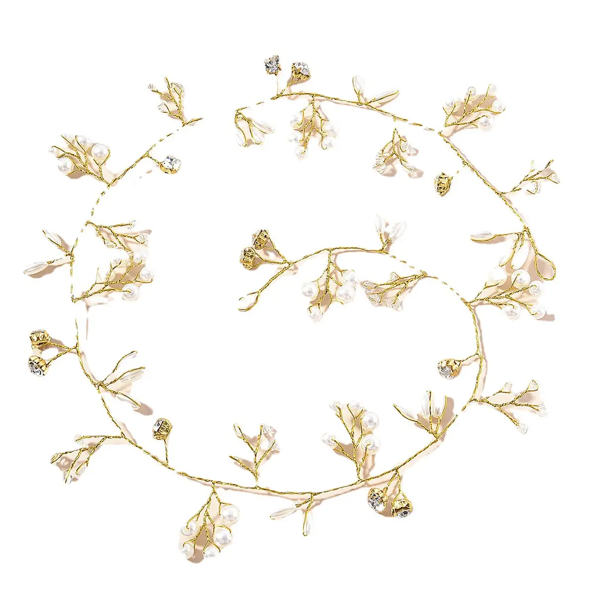 European & American Cross-Country Bridal Hair Accessories Pearl Crystal Handwoven Band - Image 7