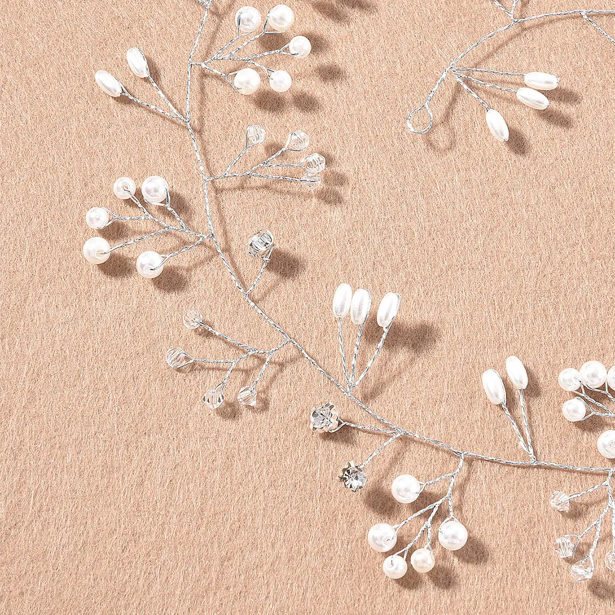 European & American Cross-Country Bridal Hair Accessories Pearl Crystal Handwoven Band — feature 4