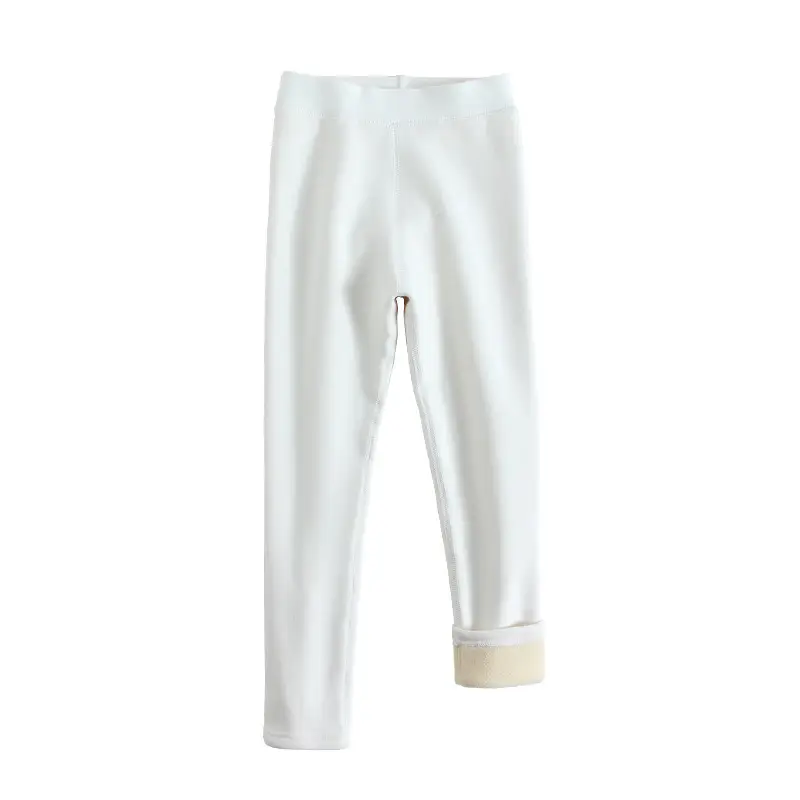 Girls Fleece Leggings White Capri Pants Autumn Winter - Image 11