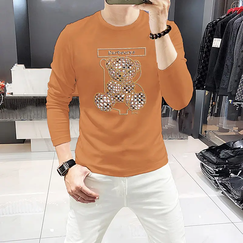 Men's Hot Diamond Long Sleeve T-Shirt Orange - Image 6