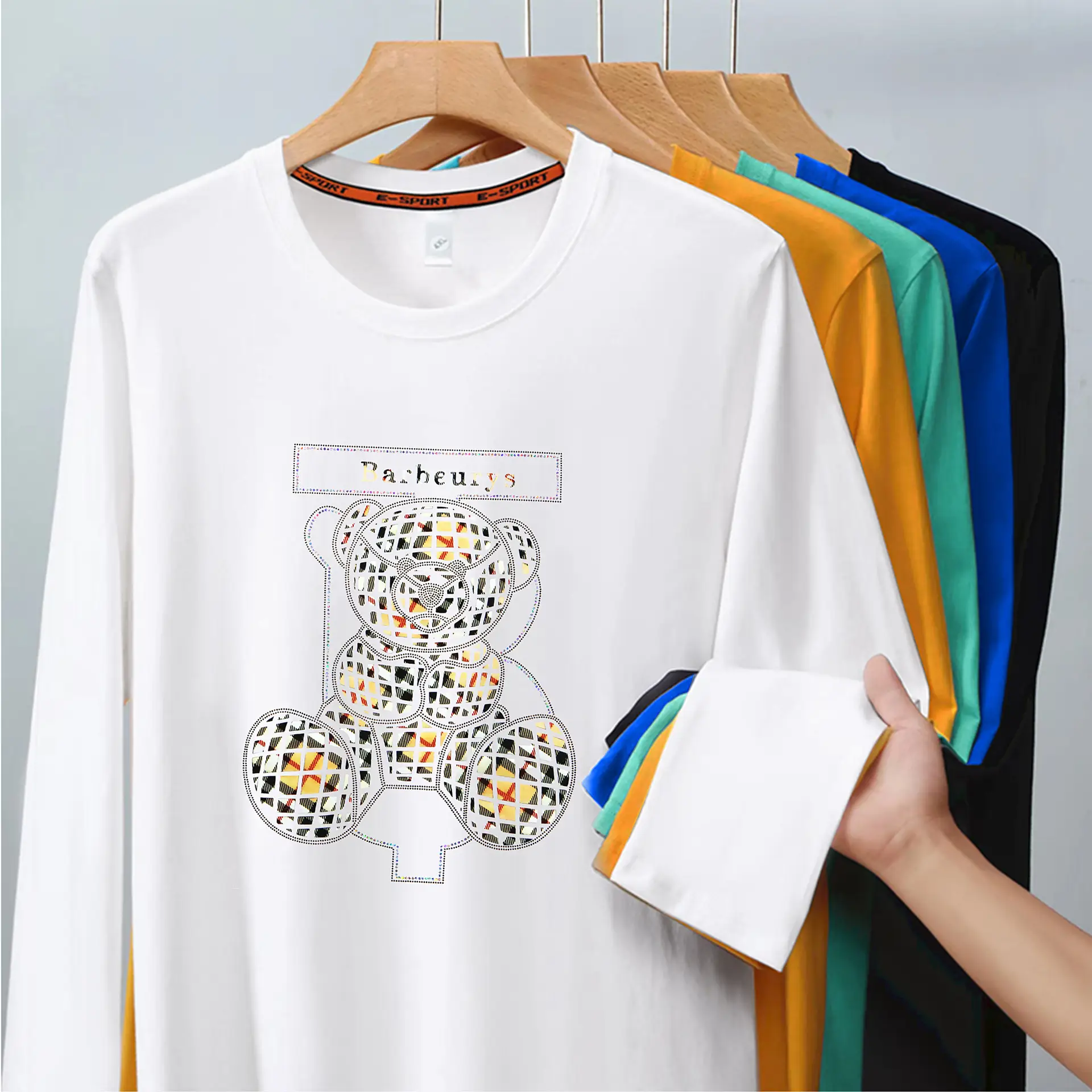 Men's Hot Diamond Long Sleeve T-Shirt Orange — feature 13