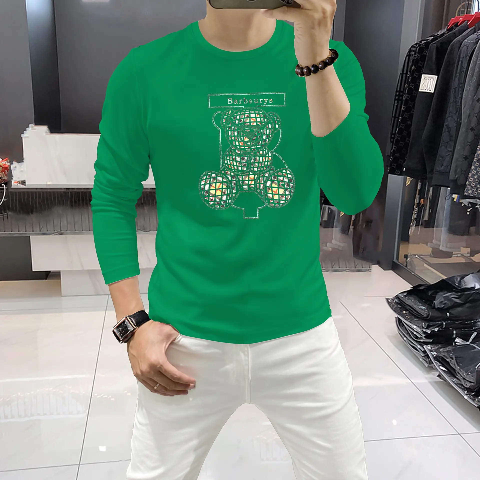 Men's Hot Diamond Long Sleeve T-Shirt Orange — feature 9