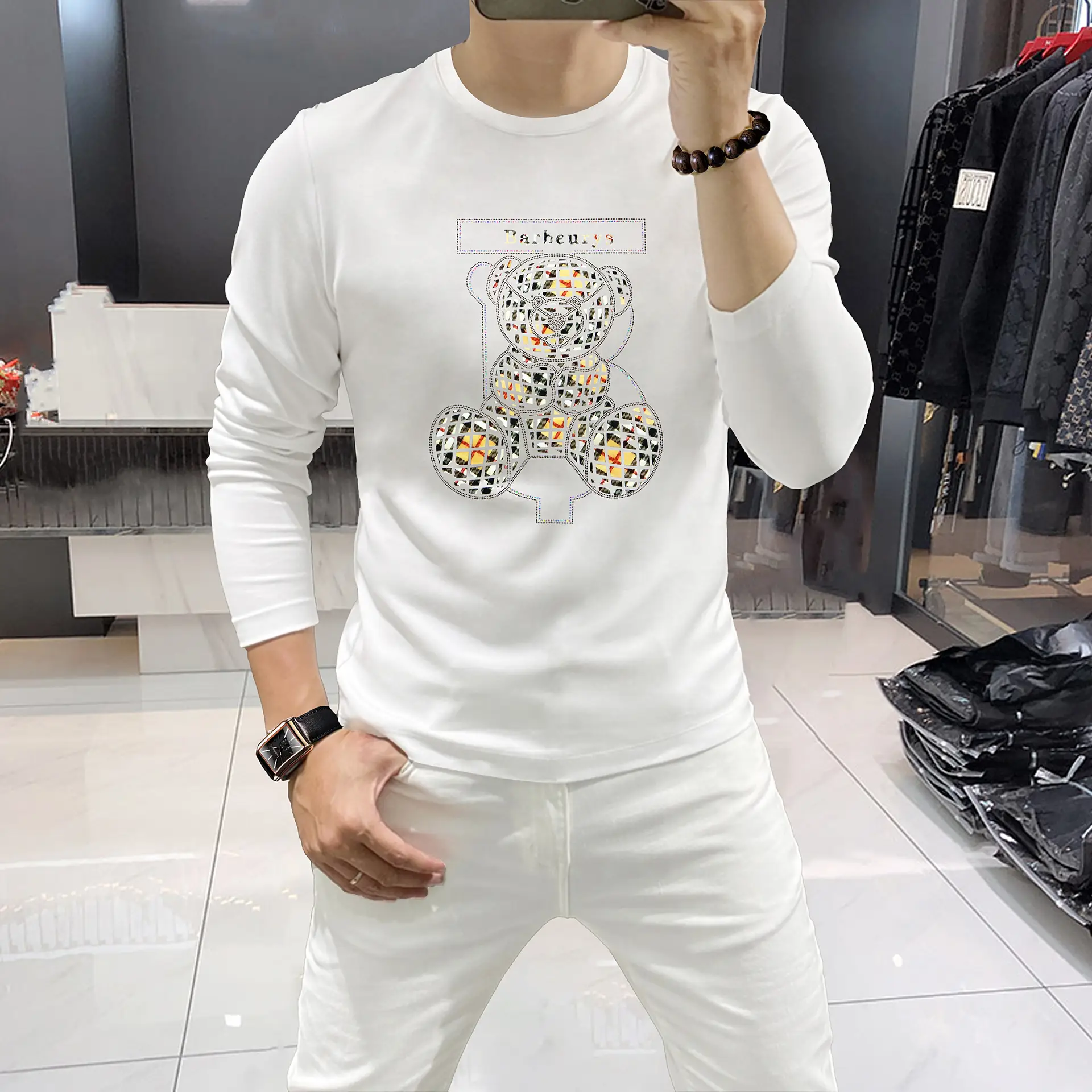 Men's Hot Diamond Long Sleeve T-Shirt Orange - Image 2
