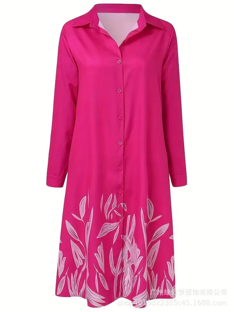 Pink Floral Printed Cardigan Dress for Women - Image 19