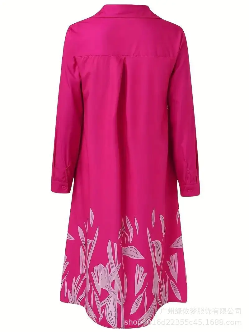 Pink Floral Printed Cardigan Dress for Women — feature 5