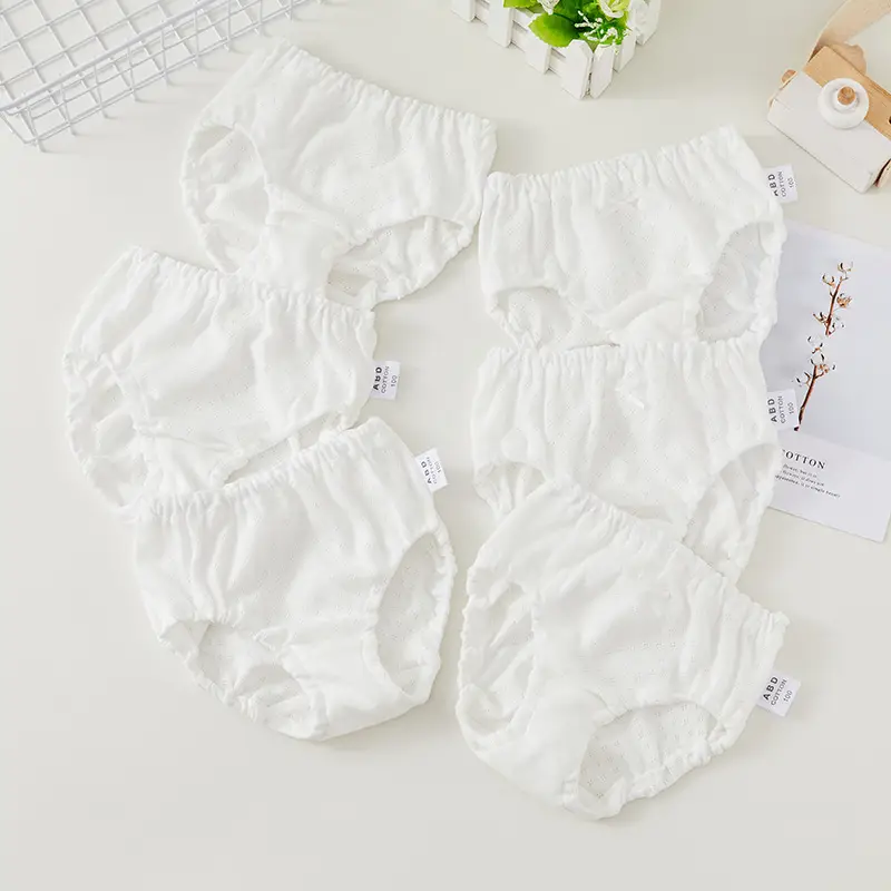 White Cotton Mesh Triangle Four Corner Baby Boys Girls Shorts 3 Pack - Image 6