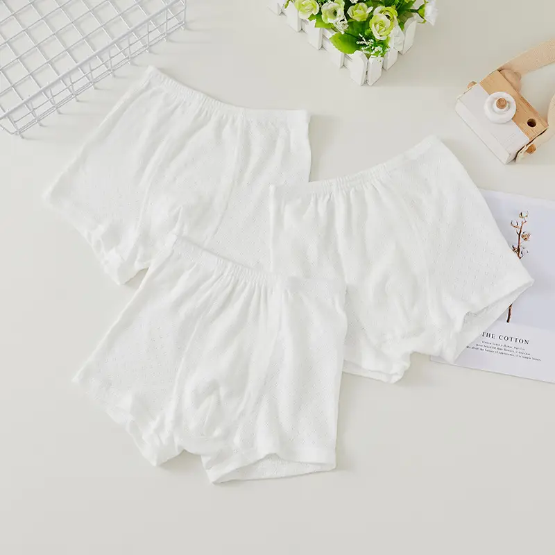 White Cotton Mesh Triangle Four Corner Baby Boys Girls Shorts 3 Pack - Image 3