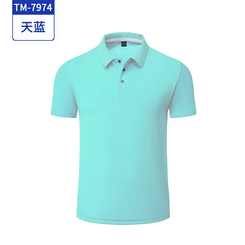 Men Blue Polo T-Shirt Collar Short Sleeve - Image 11