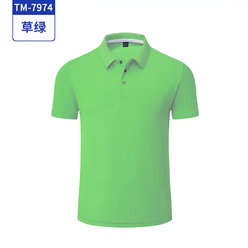 Men Blue Polo T-Shirt Collar Short Sleeve - Image 4