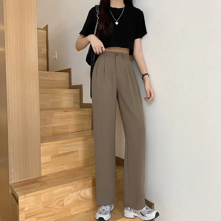 Women Khaki Wide Leg Pants High Waist Spring Autumn 2026 - Image 6