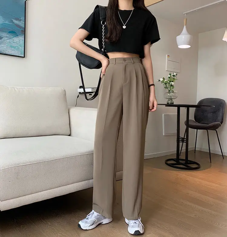 Women Khaki Wide Leg Pants High Waist Spring Autumn 2026 — feature 10