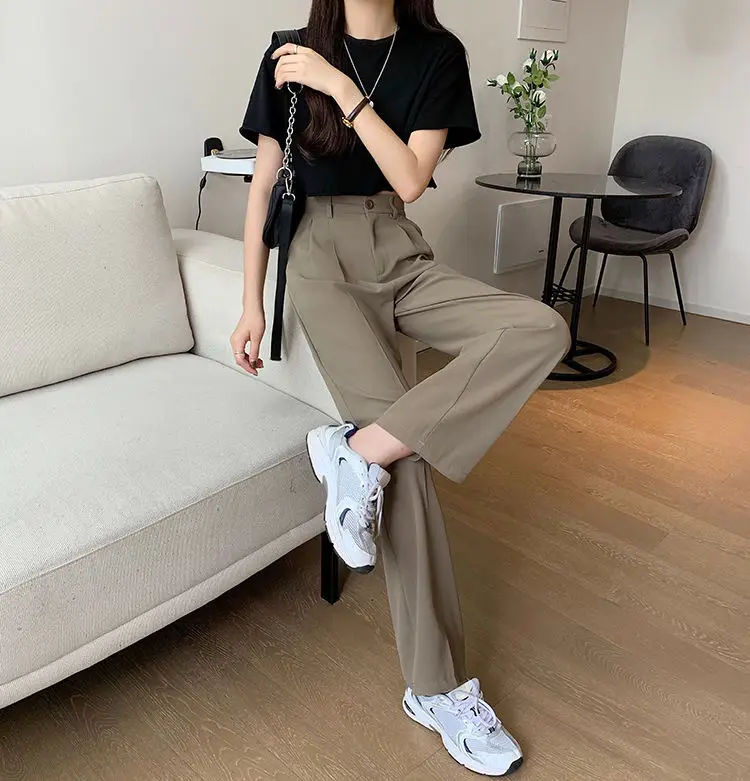 Women Khaki Wide Leg Pants High Waist Spring Autumn 2026 — feature 11