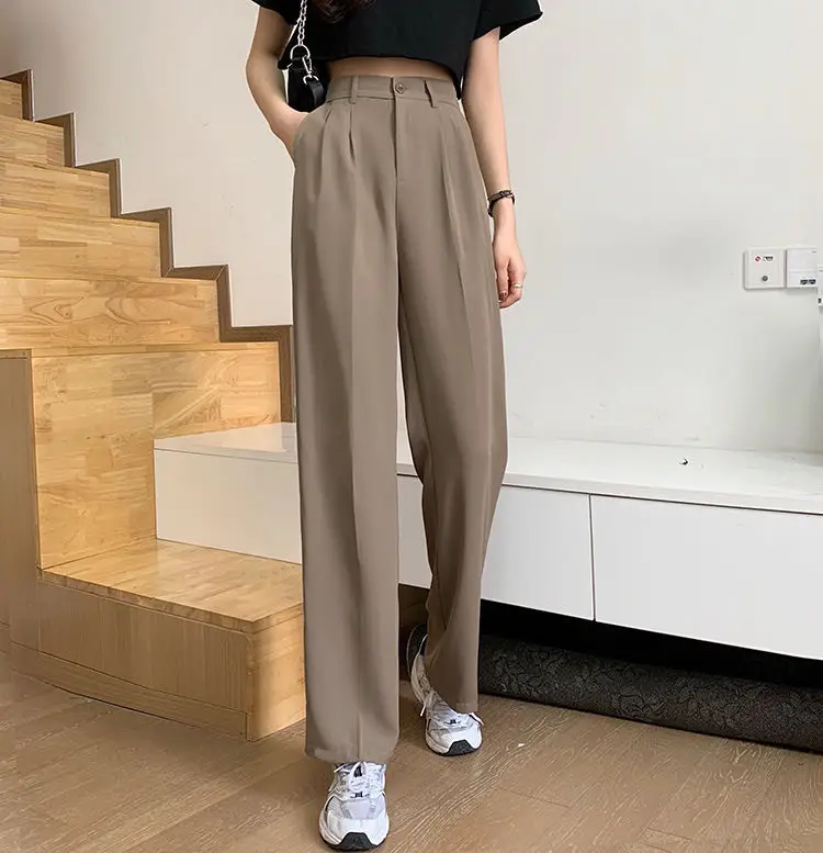 Women Khaki Wide Leg Pants High Waist Spring Autumn 2026 — feature 17