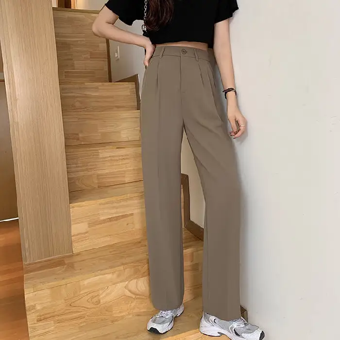 Women Khaki Wide Leg Pants High Waist Spring Autumn 2026 - Image 2