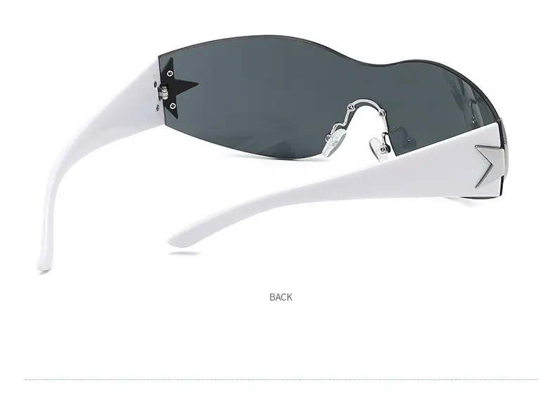 Aviator Sunglasses with Star Design, White & Grey, One-Piece Frame — feature 11