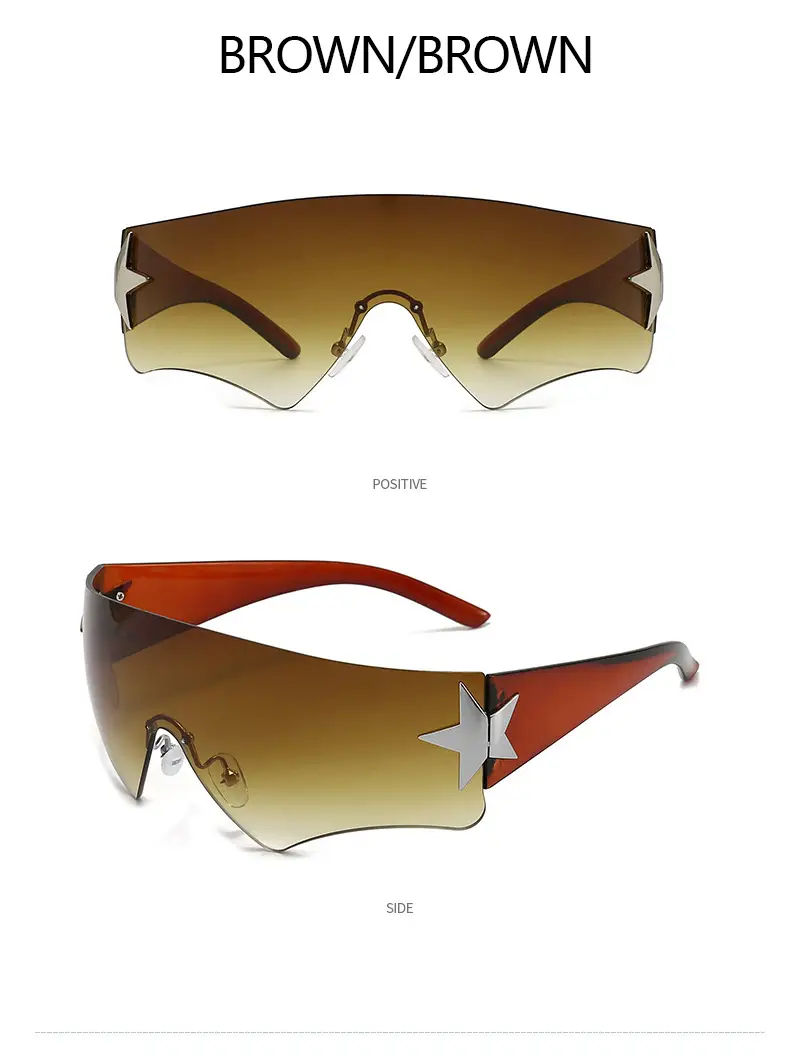 Aviator Sunglasses with Star Design, White & Grey, One-Piece Frame — feature 13