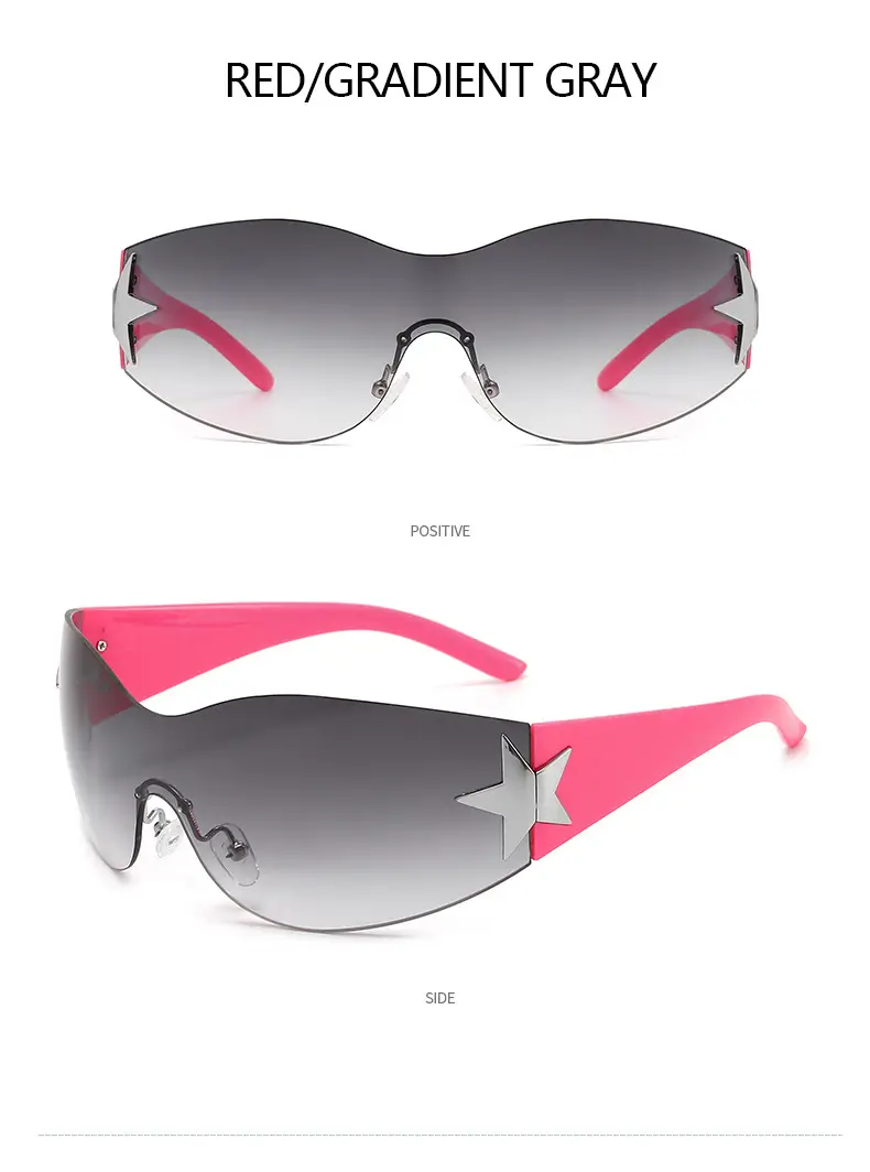Aviator Sunglasses with Star Design, White & Grey, One-Piece Frame — feature 16