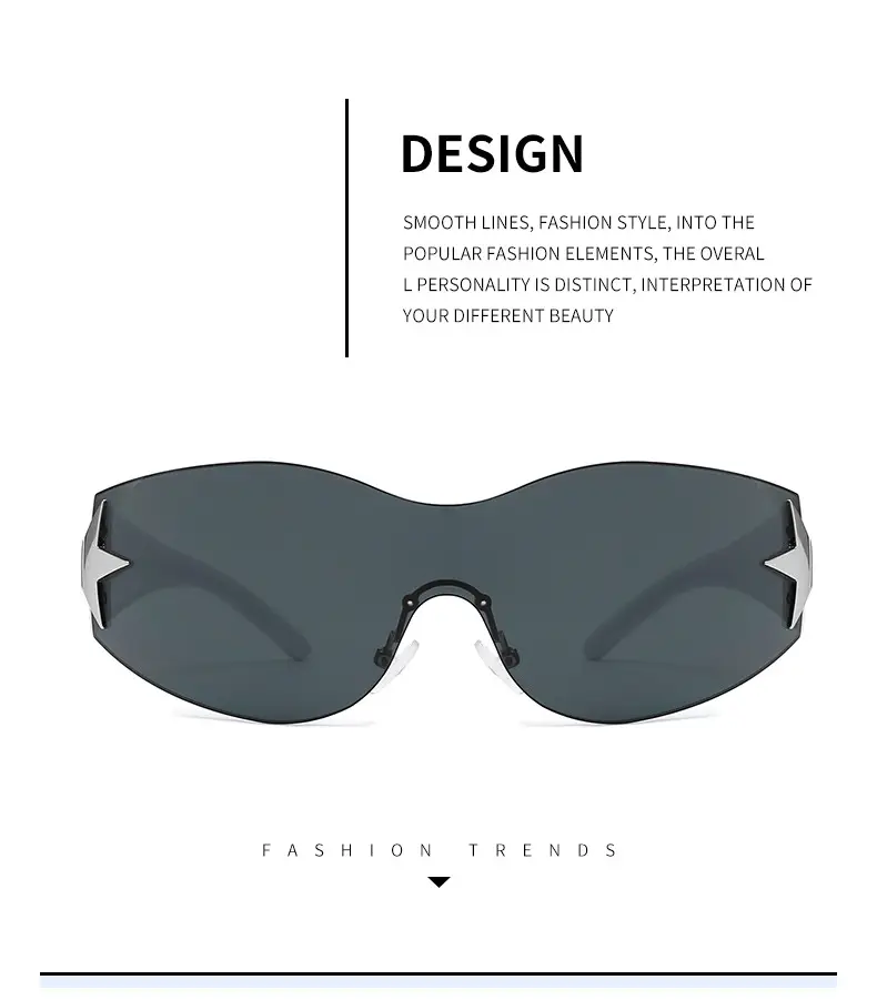 Aviator Sunglasses with Star Design, White & Grey, One-Piece Frame — feature 8