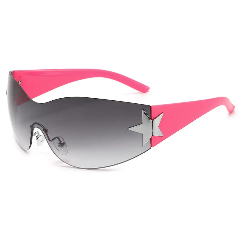 Aviator Sunglasses with Star Design, White & Grey, One-Piece Frame