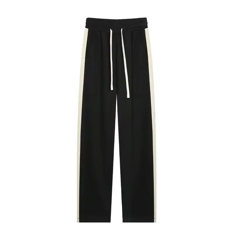 Men's 2022 Striped Sweat Pants Black White Loose Fit - Image 5