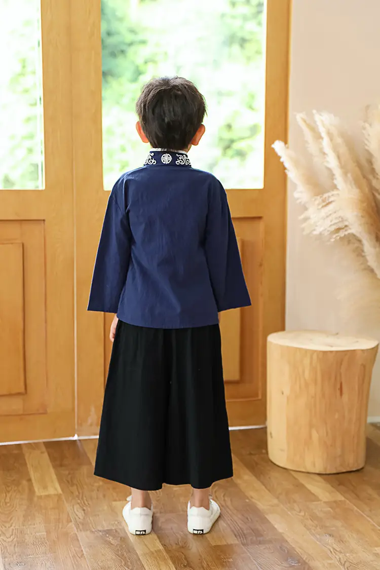 Children Hanfu Costume Cotton Suit Blue Red Black — feature 9