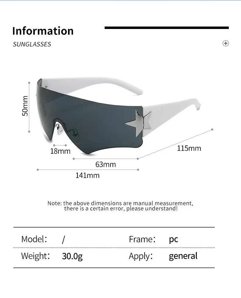 Aviator Sunglasses 2024 Star One-piece Frame — feature 8