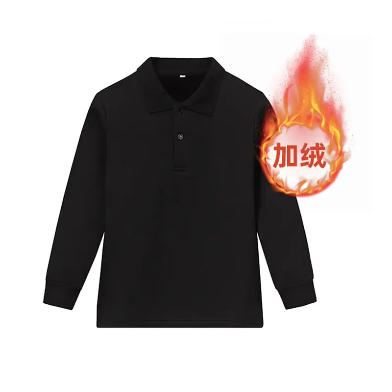 White Long Sleeve Polo Shirt for Boys Girls Plus Size - Image 2