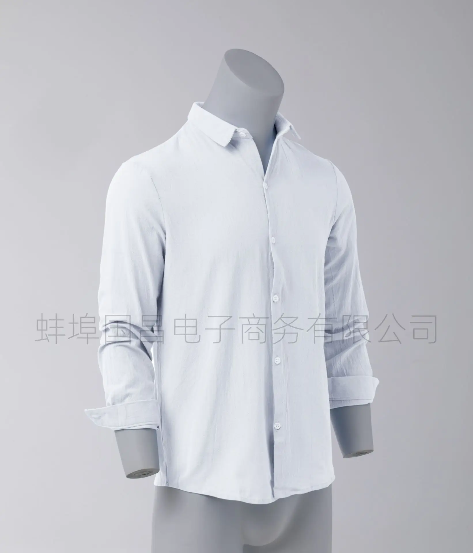 Men Pure Cotton Long Sleeve Shirt Light Blue — feature 4