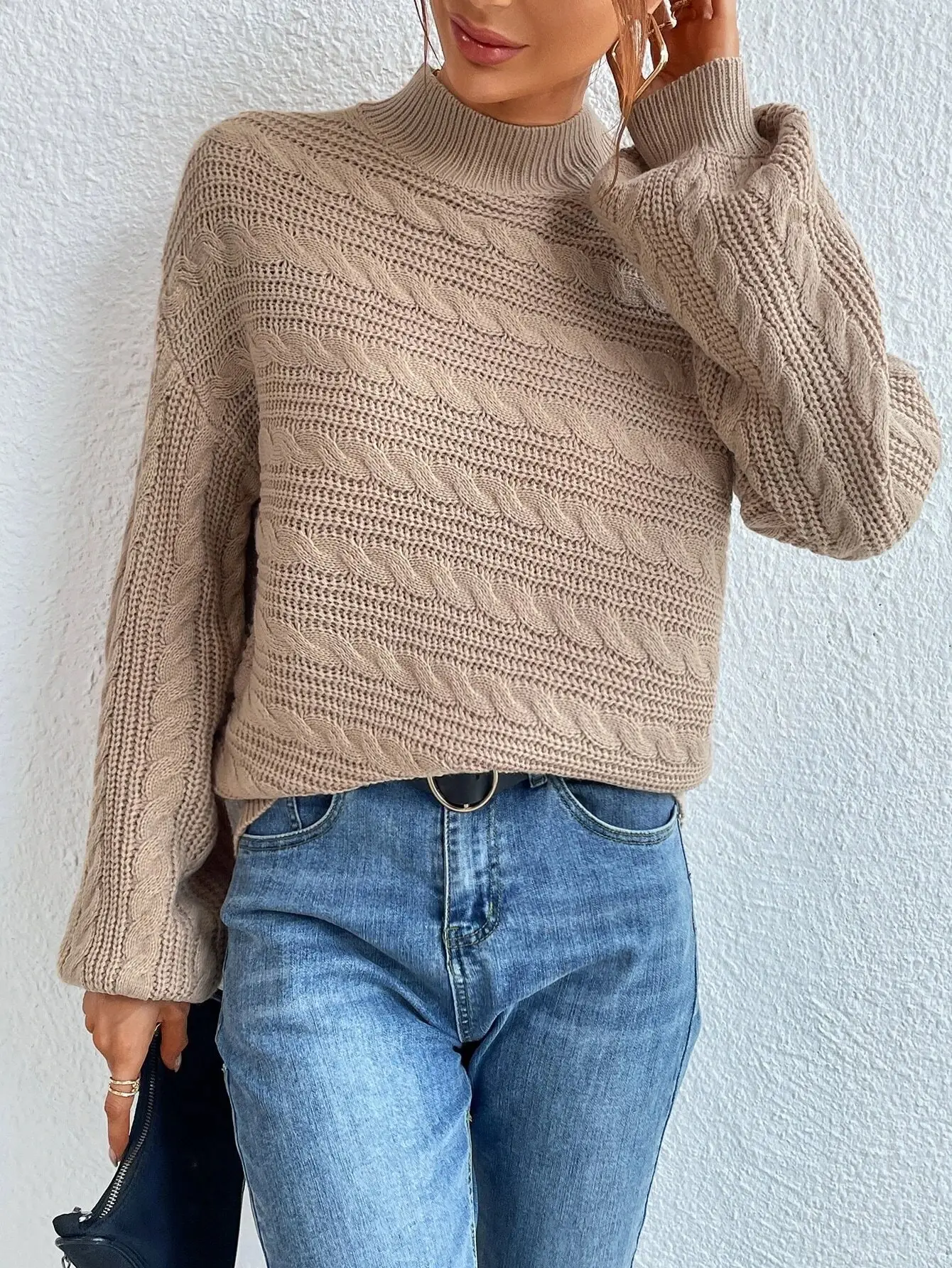 2023 Grey Twist Turtleneck Women Sweater — feature 15