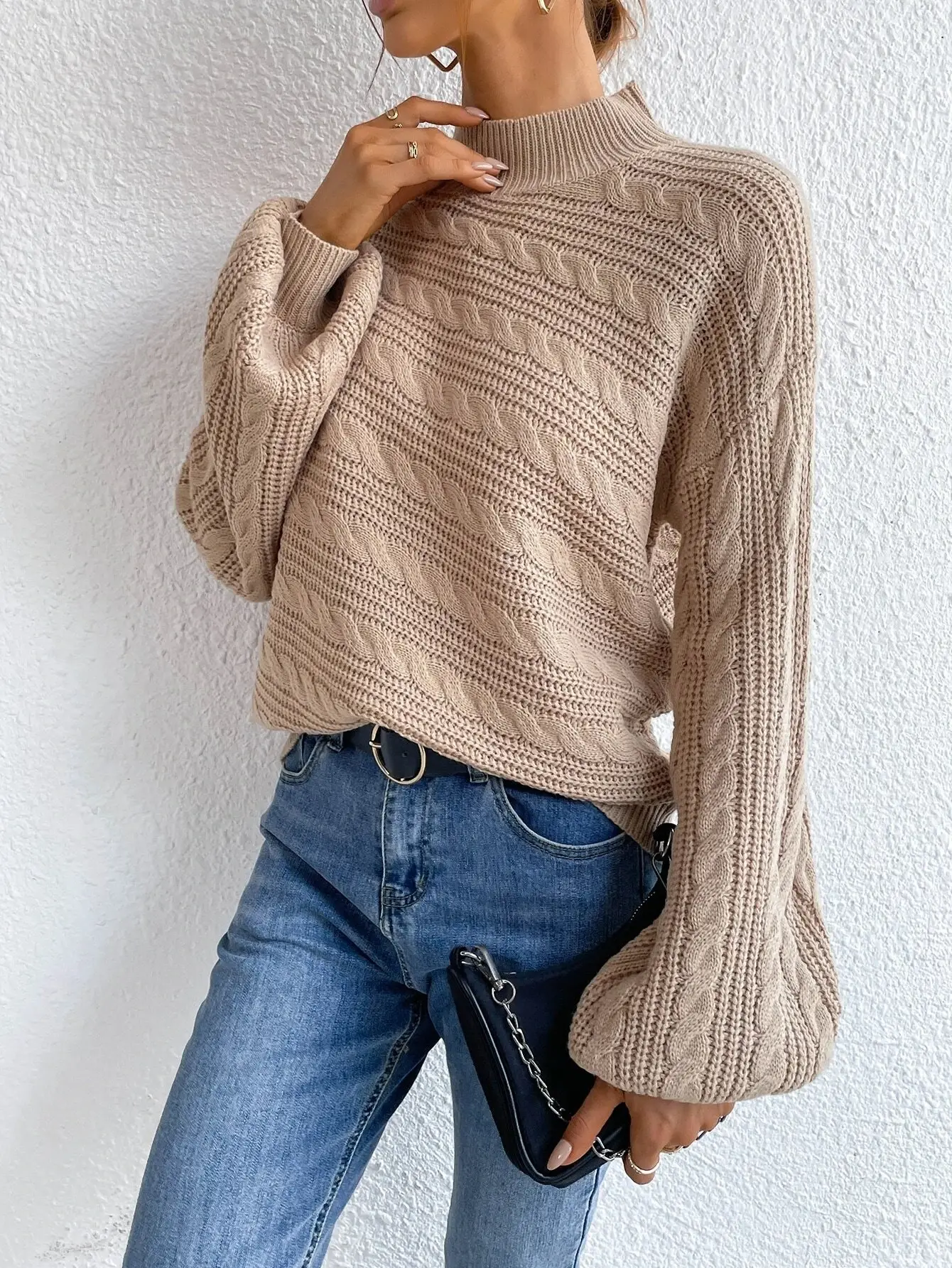 2023 Grey Twist Turtleneck Women Sweater — feature 16