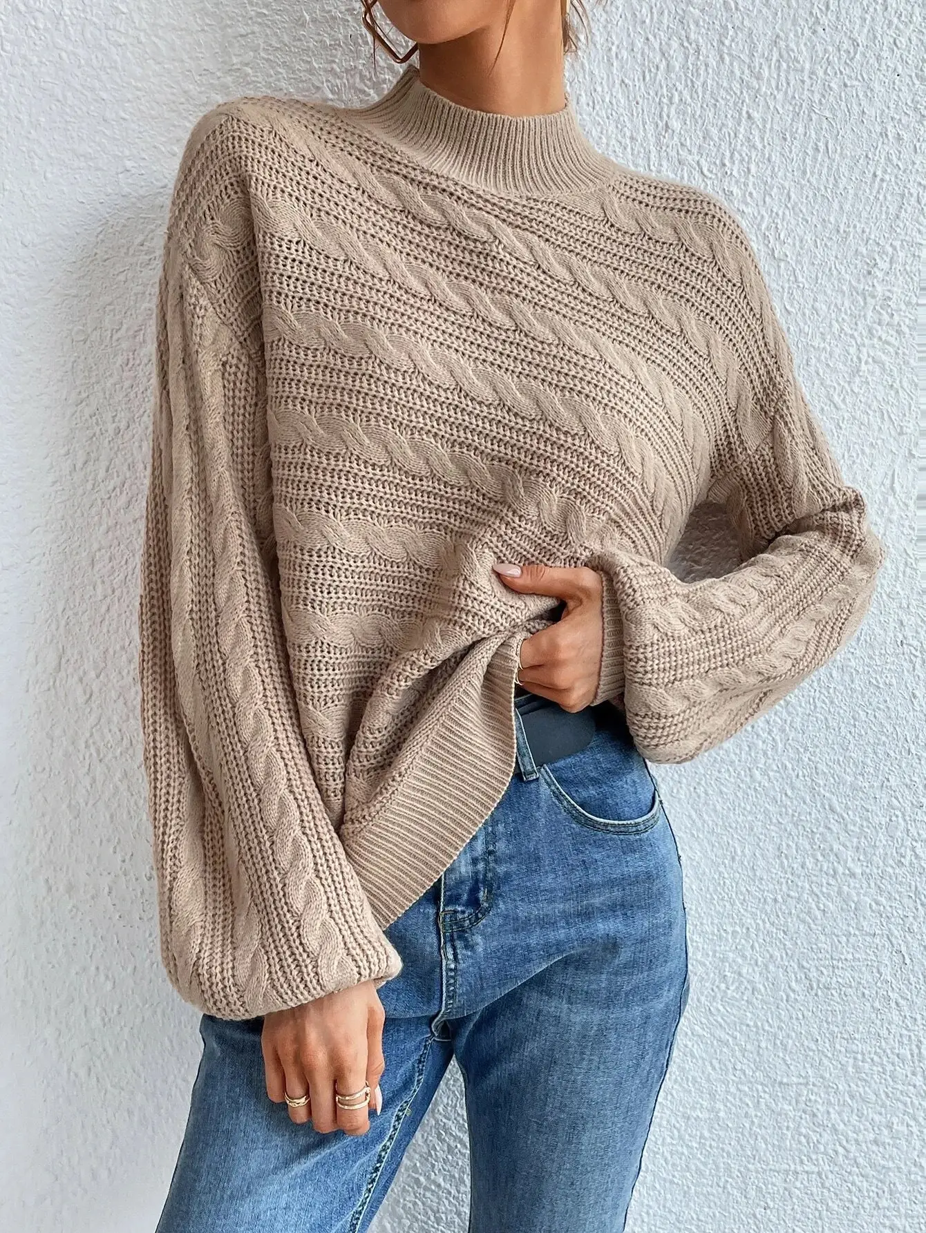 2023 Grey Twist Turtleneck Women Sweater — feature 18