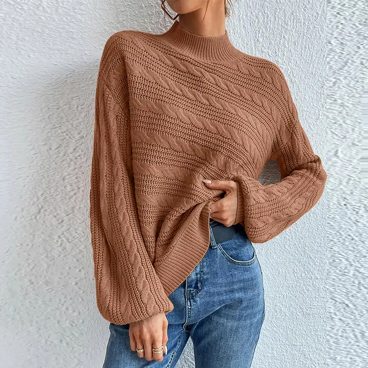 2023 Grey Twist Turtleneck Women Sweater — feature 7