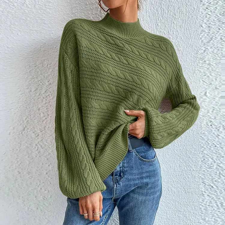 2023 Grey Twist Turtleneck Women Sweater — feature 8