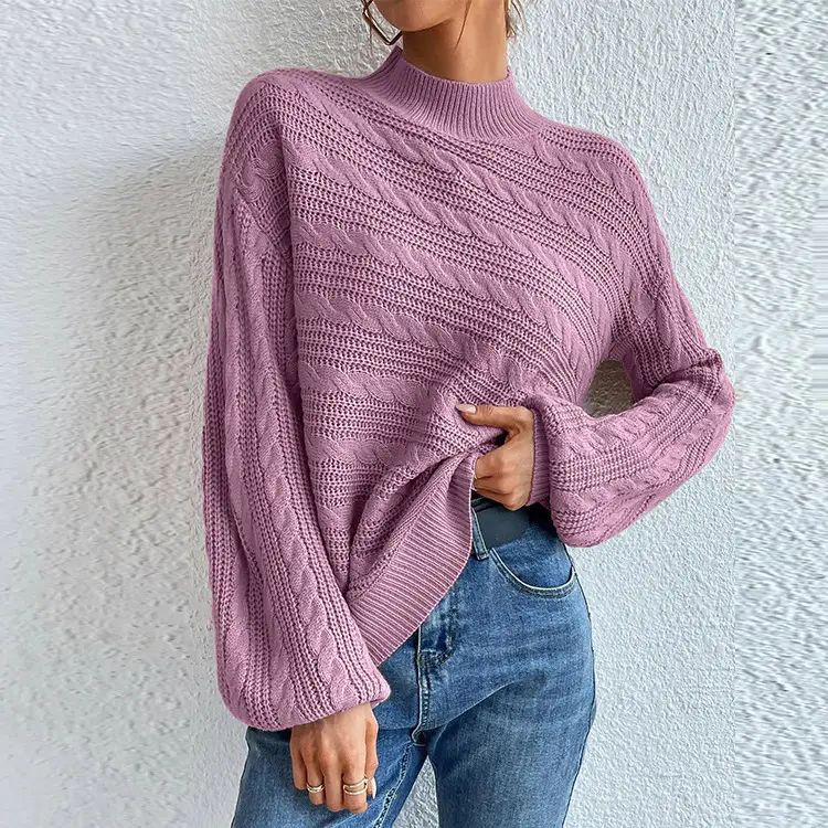 2023 Grey Twist Turtleneck Women Sweater — feature 9