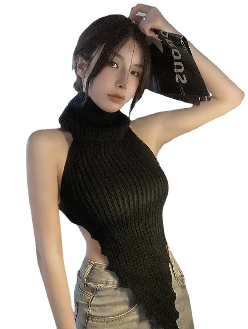 Women's Knitted Sleeveless Turtleneck Vest & Shorts Set - Image 11