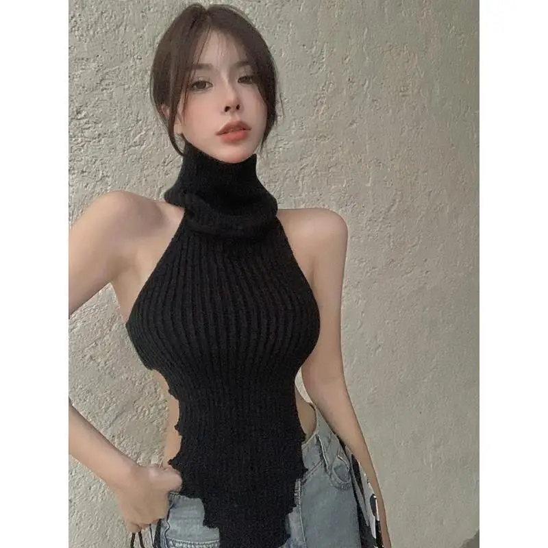 Women's Knitted Sleeveless Turtleneck Vest & Shorts Set — feature 11