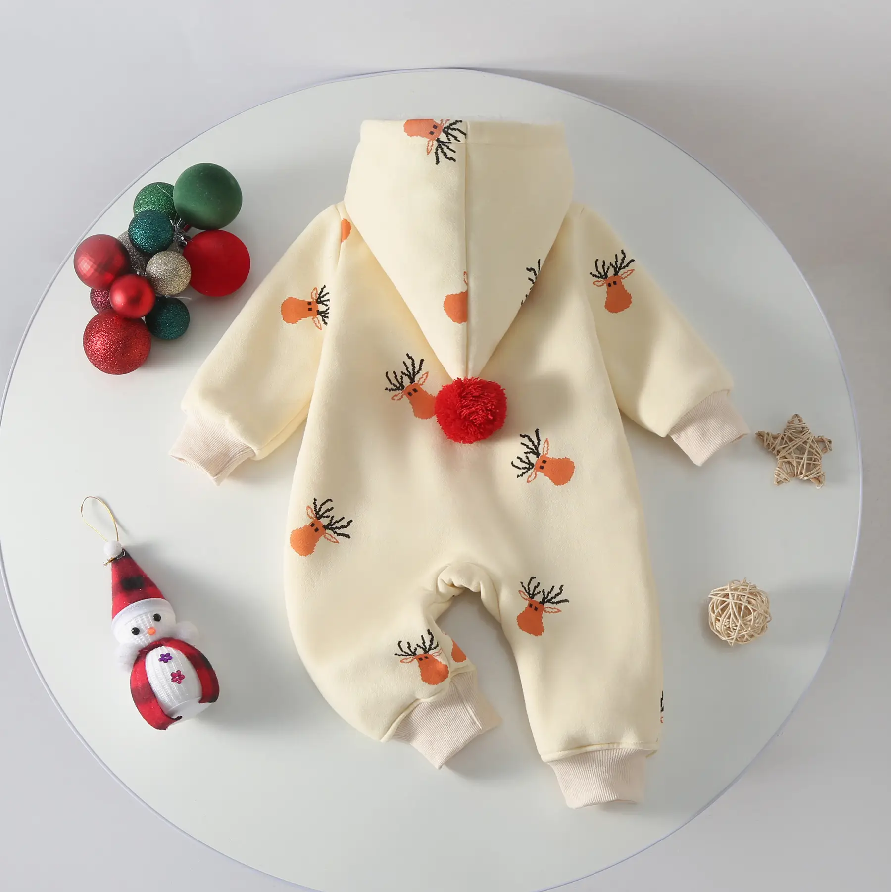 Baby Hooded Fleece Winter Suit Cream
