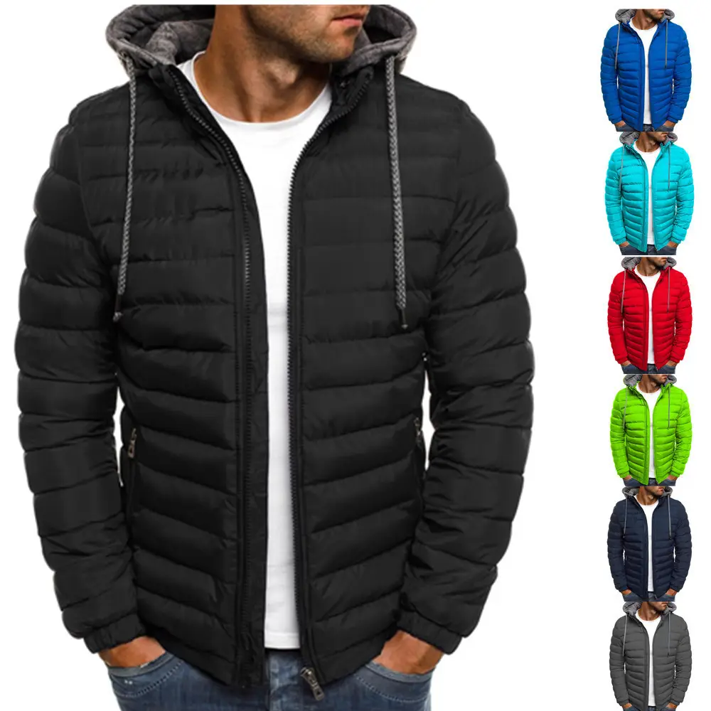 Men's 2022 Green Hooded Cotton Puffer Coat - Image 7