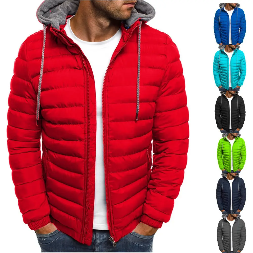 Men's 2022 Green Hooded Cotton Puffer Coat - Image 8